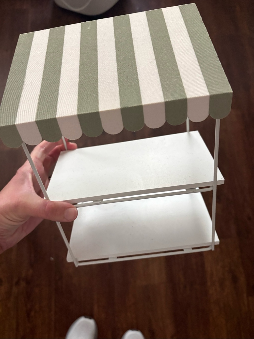 Target White and Sage Striped Mini Display Shelf - Picture 2 of 7